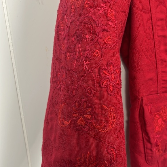 Coldwater Creek Womens Blazer/Jacket 10P Red Mandarin Collar Button Down Lined - Picture 5 of 15